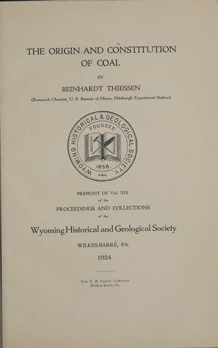 The origin and constitution of coal