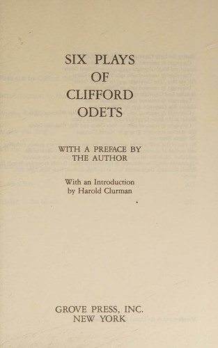 Six Plays of Clifford Odets
