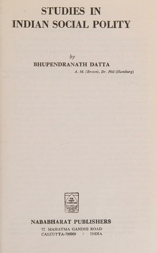 Studies in Indian social polity