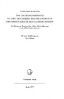 Das Unternehmerbild in der deutschen Erzählliteratur der ersten Hälfte des 19. Jahrhunderts