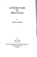 Littʹerature et spectacle