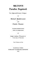 Milton's Paradise regained; two eighteenth-century critiques