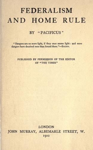 Federalism and home rule