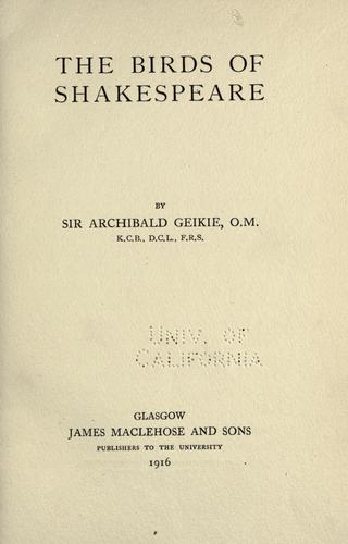 The birds of Shakespeare
