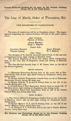 Souvenir for the St. Patrick's Day centennial celebration.