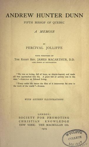 Andrew Hunter Dunn, fifth bishop of Quebec