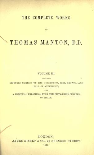The complete works of Thomas Manton, D.D.
