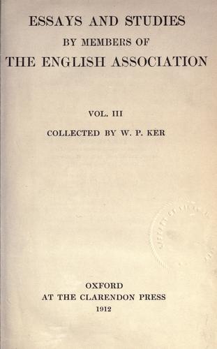 Essays and studies by members of the English Association