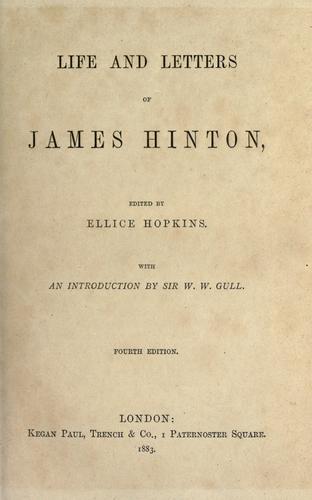 Life and letters of James Hinton