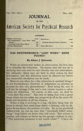 Has Swedenborg's "lost word" been found?"