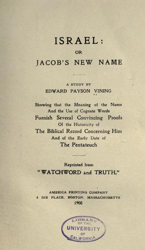 Israel or Jacob's new name