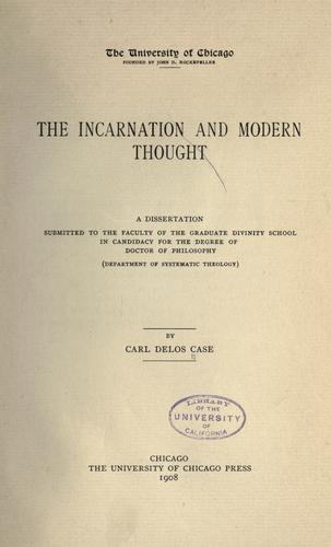 The Incarnation and modern thought