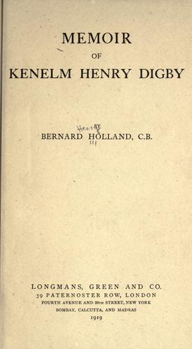 Memoir of Kenelm Henry Digby
