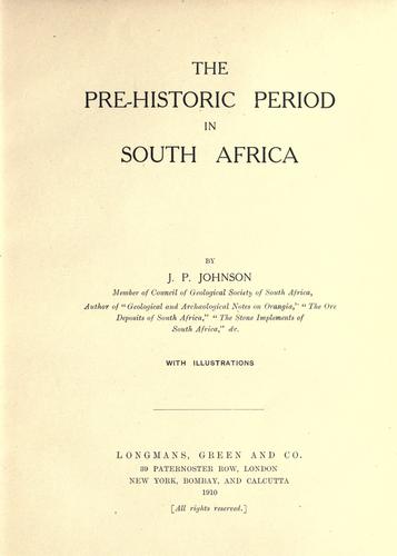 The pre-historic period in South Africa