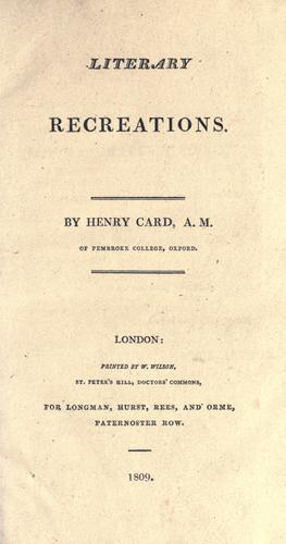 Literary recreations.