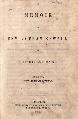 A memoir of Rev. Jotham Sewall