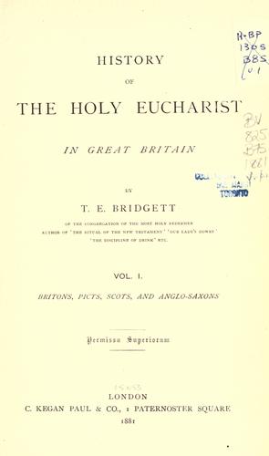 History of the Holy Eucharist in Great Britain