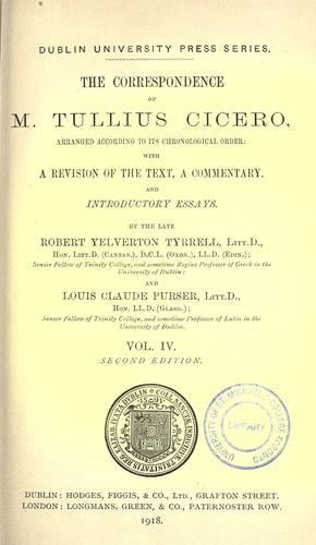 The correspondence of M. Tullius Cicero