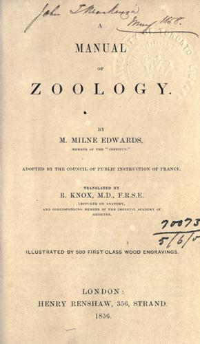 A manual of zoology