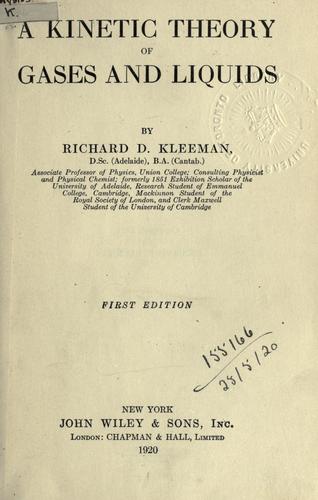 A kinetic theory of gases and liquids.