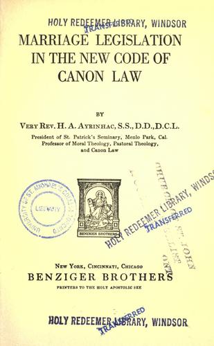 Marriage legislation on the new Code of canon law