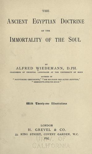 The ancient Egyptian doctrine of the immortality of the soul