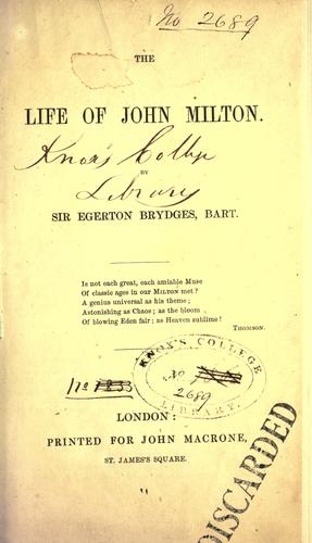 The life of John Milton