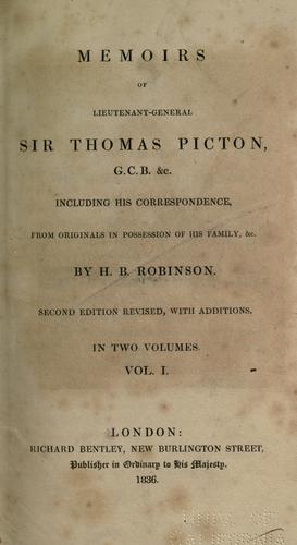 Memoirs of Lieutenant-General Sir Thomas Picton
