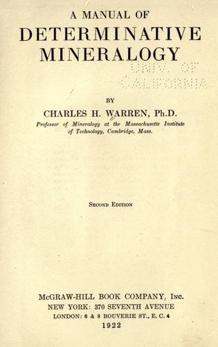 A manual of determinative mineralogy