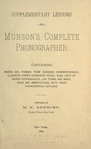 Supplementary lessons to Munson's Complete phonographer ...
