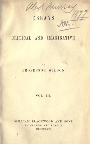 Essays critical and imaginative