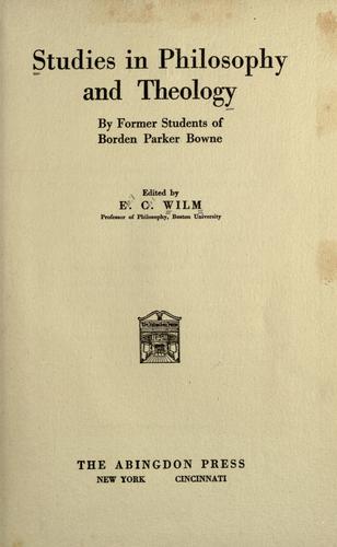 Studies in philosophy and theology