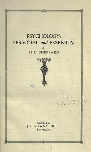 Psychology, personal and essential
