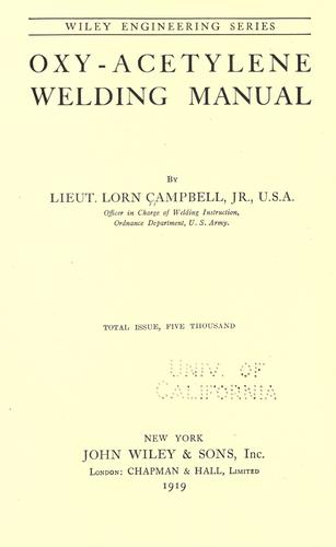 Oxy-acetylene welding manual