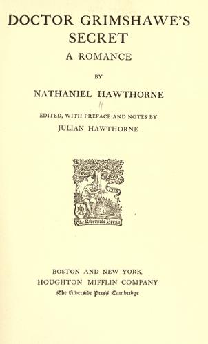 Dr. Grimshawe's secret