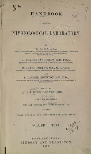 Handbook for the physiological laboratories