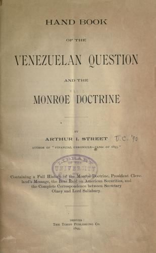 Handbook of the Venezuelan question and the Monroe Doctrine