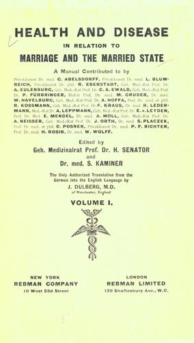 Health and disease in relation to marriage and the married state