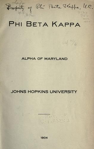 Phi beta kappa, Alpha of Maryland, Johns Hopkins university.