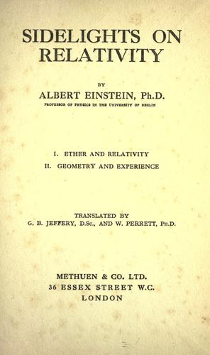 Sidelights on relativity