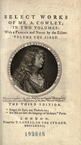 Select works of Mr. A. Cowley