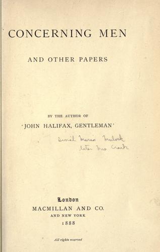 Concerning men, and other papers.