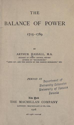 The balance of power, 1715-1789.