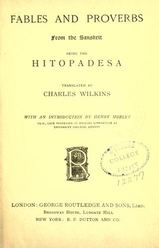 Fables and proverbs from the Sanskrit