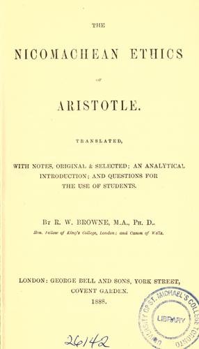 The Nicomachean ethics