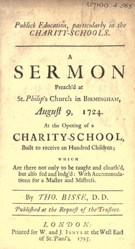 Publick education, particularly in the charity schools.
