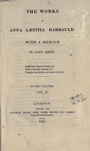 The works of Anna Laetitia Barbauld