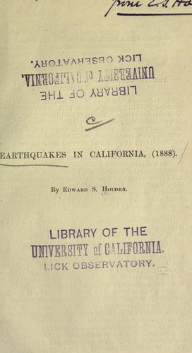 Earthquakes in California, (1888)