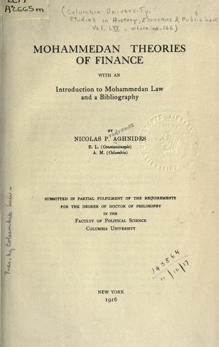 Mohammedan theories of finance