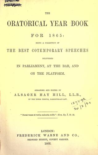 The oratorical year book for 1865